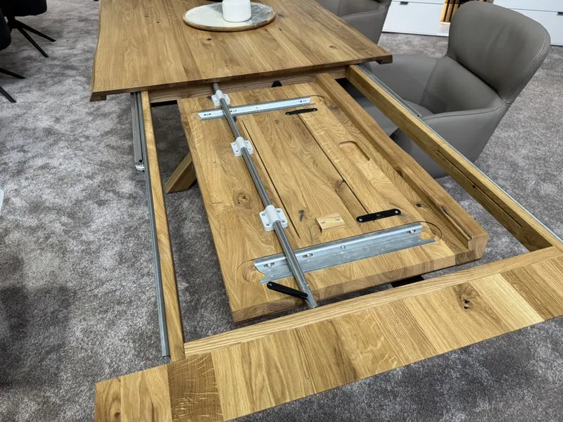 Esstisch ausziehbar Eiche massiv, Tisch ausziehbar Eiche,, ausziehbarer Tisch Eiche, Länge 180-260 cm (Tischgestell Eiche massiv)