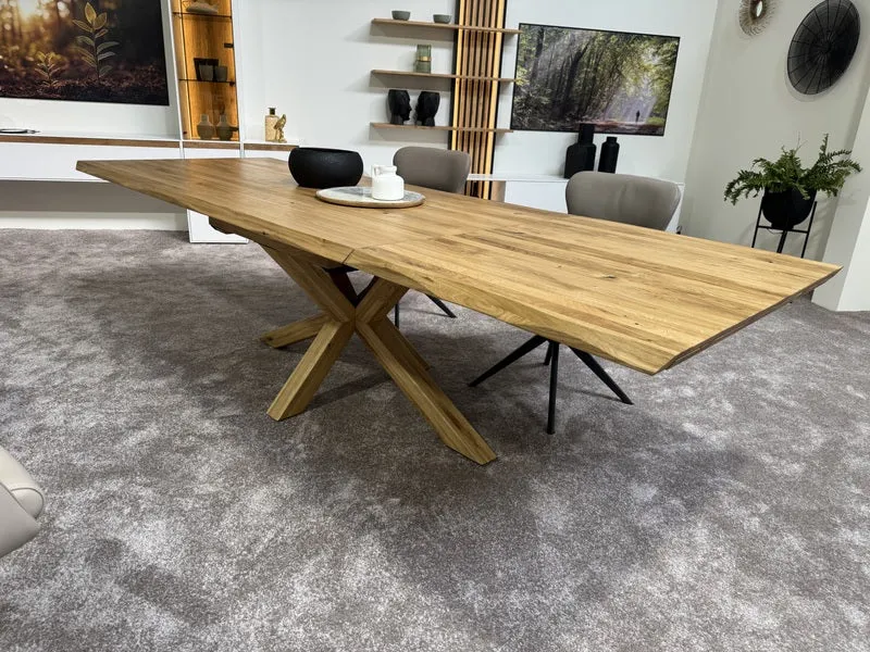 Esstisch ausziehbar Eiche massiv, Tisch ausziehbar Eiche,, ausziehbarer Tisch Eiche, Länge 180-260 cm (Tischgestell Eiche massiv)