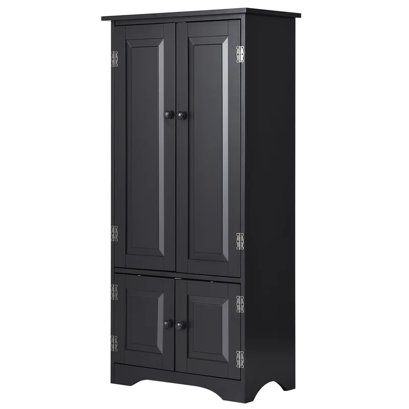 Costway - Schrank, Midischrank, Beistellschrank, Highboard Hochschrank, Holz, Schwarz, 59 x 32 x 123 cm