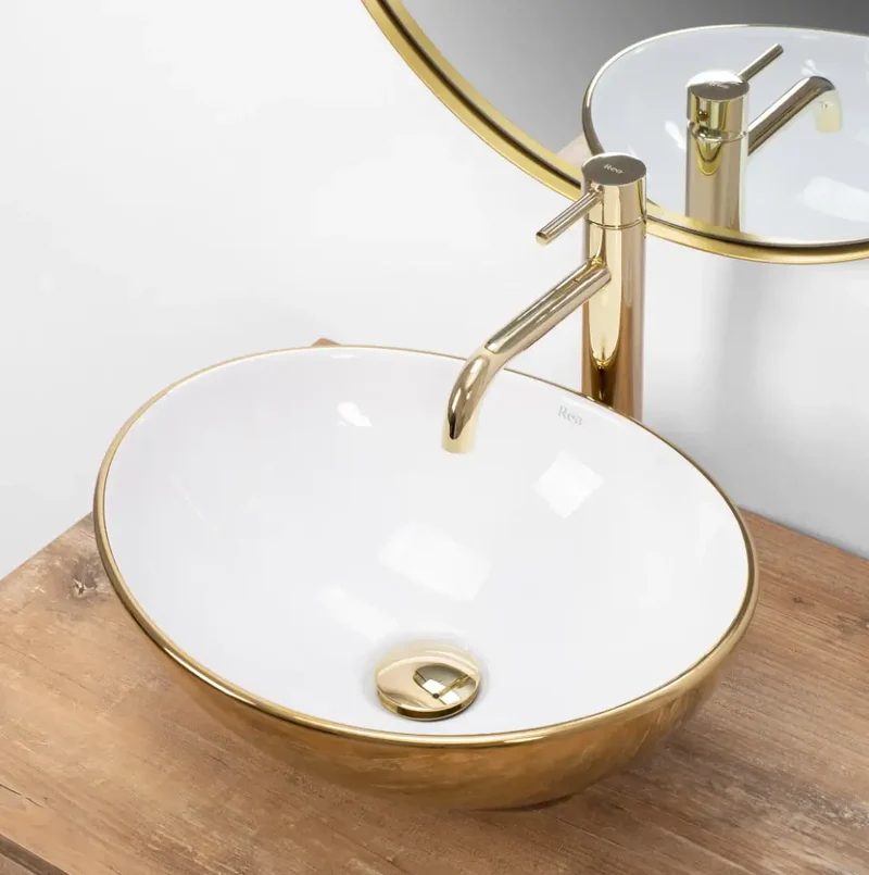 Waschtisch 40 cm Sofia - Golden/Weiß