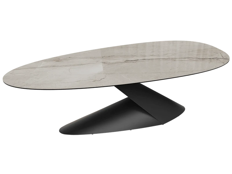 Keramik beige, ovaler Esstisch Keramik-Tischplatte, Tisch beige Keramik, Länge 270 cm