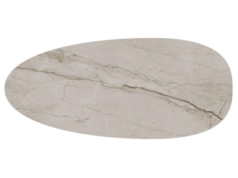 Keramik beige, ovaler Esstisch Keramik-Tischplatte, Tisch beige Keramik, Länge 270 cm