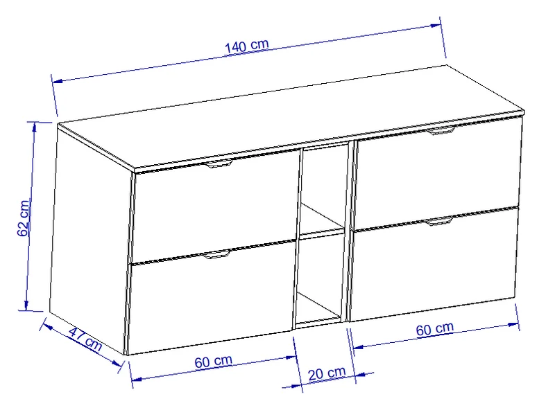 Badmöbel-Set: Waschtischunterschrank 140 cm mit Regal und 2 Waschbecken Orio - Weiß/Eiche artisan