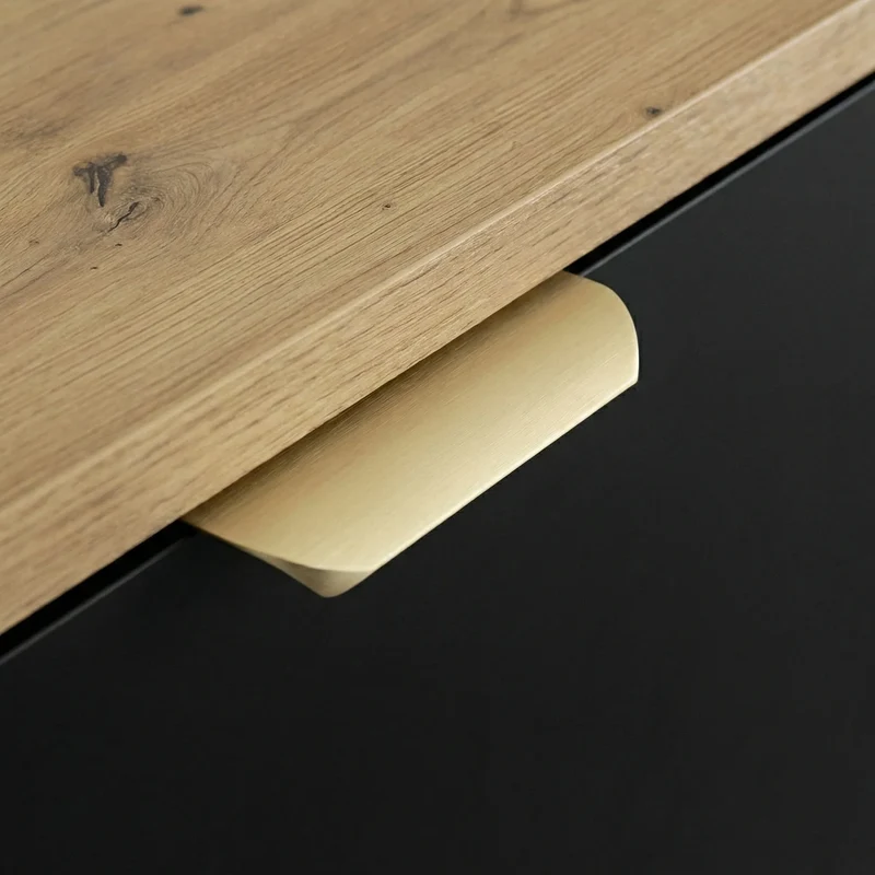 Badmöbel-Set: Waschtischunterschrank 140 cm mit Regal und 2 Waschbecken Orio - Schwarz/Eiche artisan