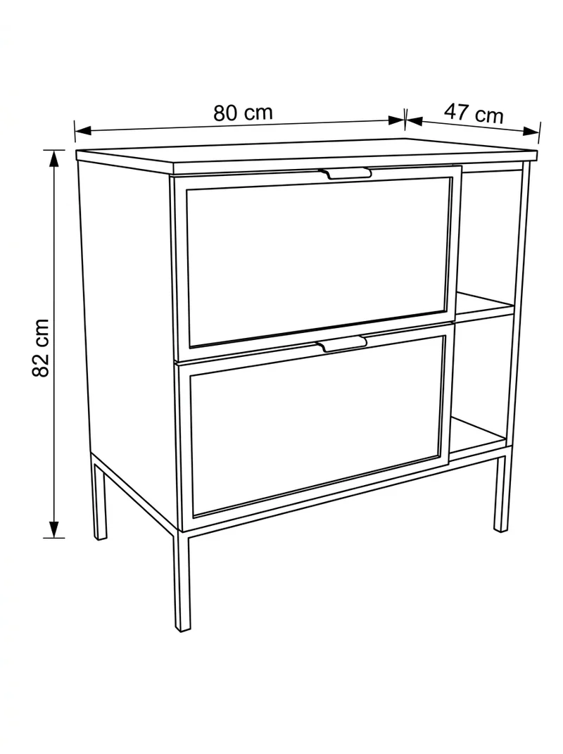 Waschtischunterschrank mit Regal 80 cm auf einem Metallgestell Roma - Weiß