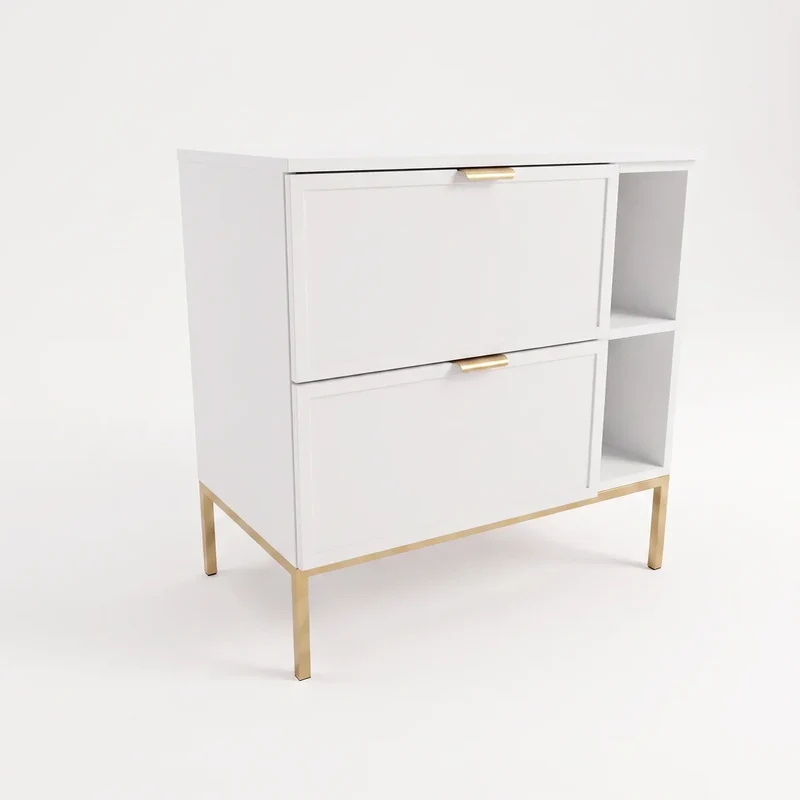 Waschtischunterschrank mit Regal 80 cm auf einem Metallgestell Roma - Weiß
