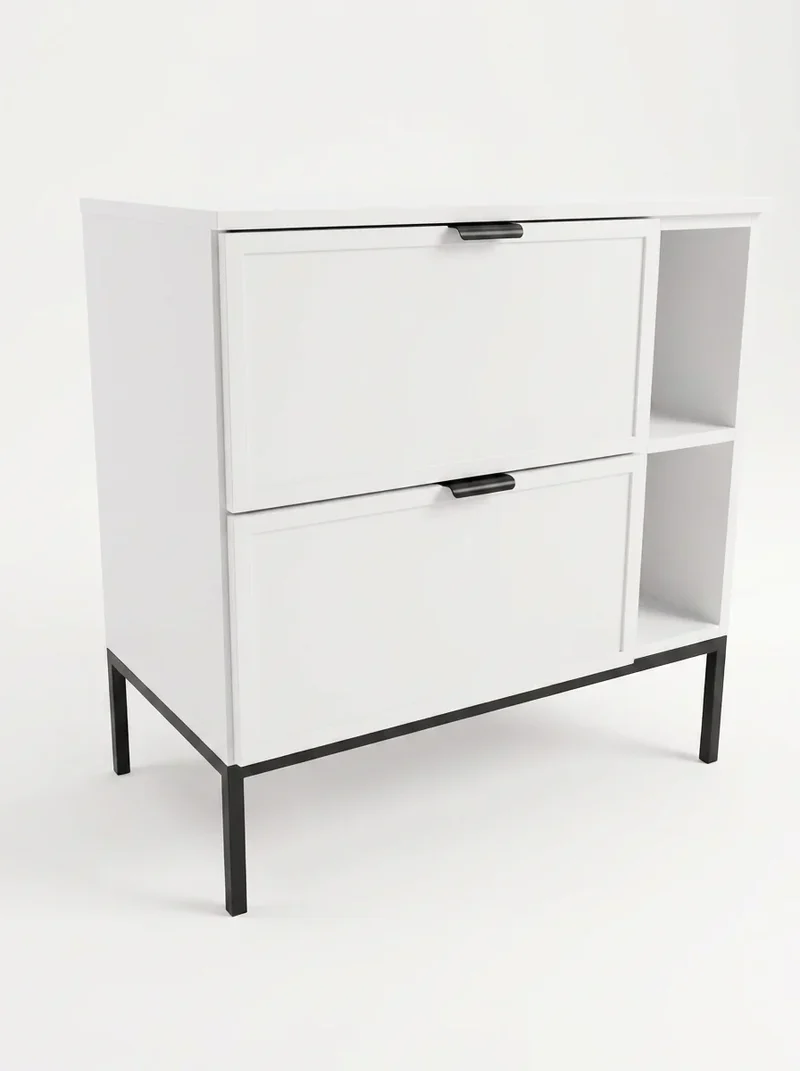Waschtischunterschrank mit Regal 80 cm auf einem Metallgestell Roma - Weiß