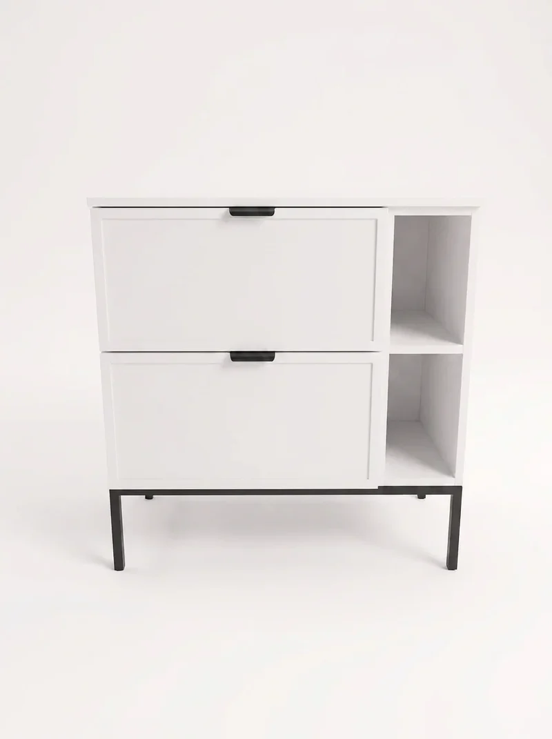 Waschtischunterschrank mit Regal 80 cm auf einem Metallgestell Roma - Weiß