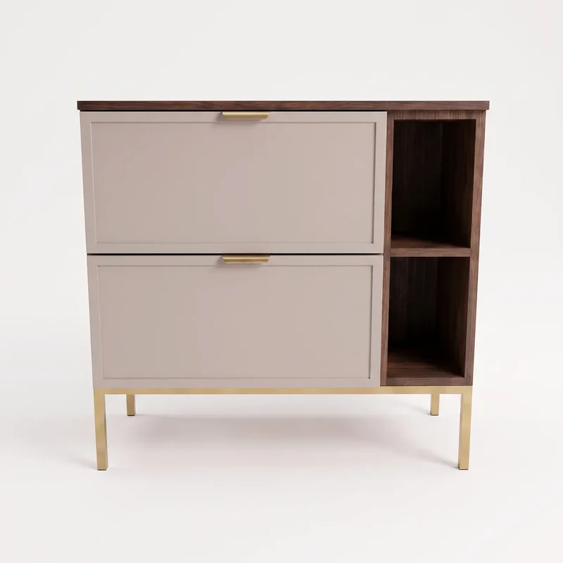 Waschtischunterschrank mit Regal 80 cm auf einem Metallgestell Roma - Kaschmir/Walnuss Dunkel
