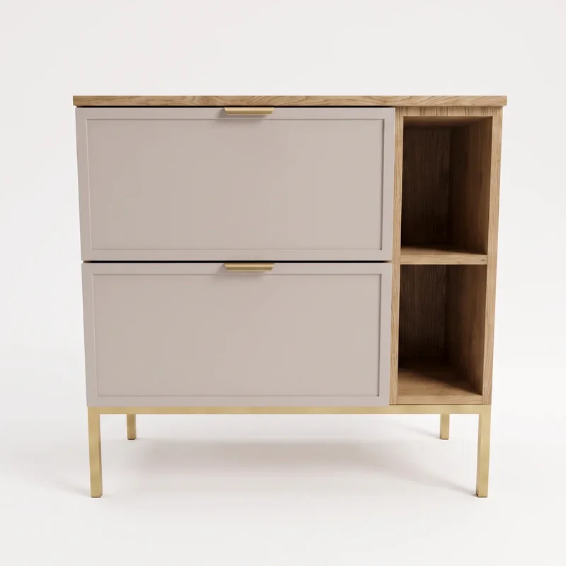 Waschtischunterschrank mit Regal 80 cm auf einem Metallgestell Roma - Kaschmir/Eiche Cremona