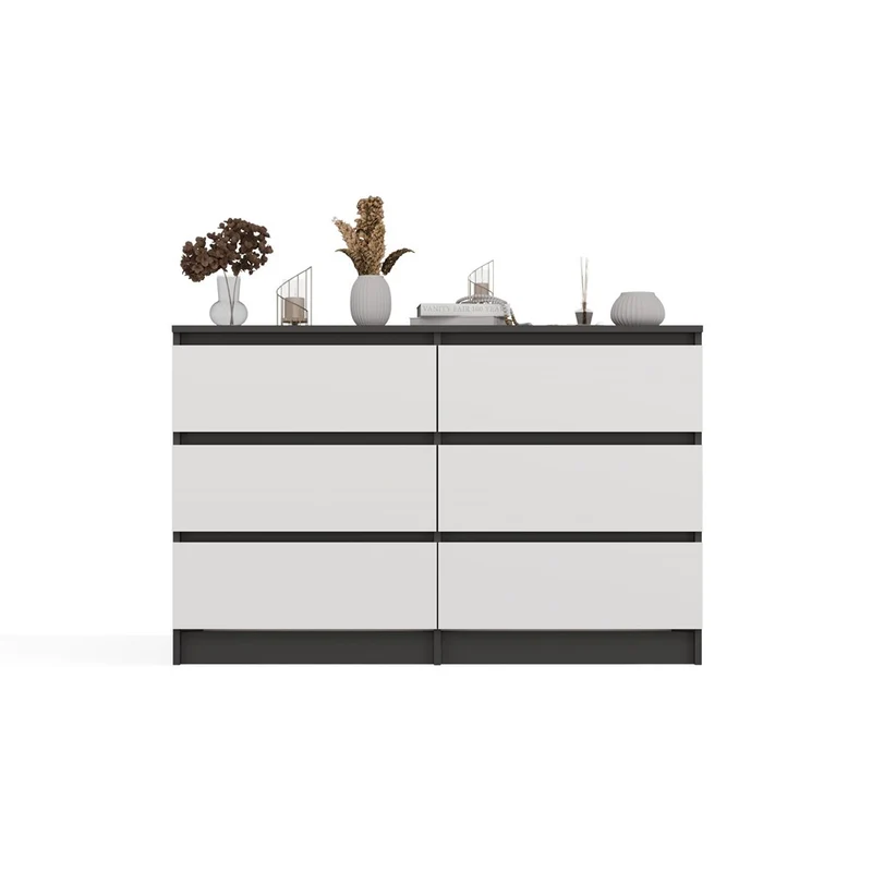 CDF Kommode Malwa M6 120| Farbe: Anthrazit/Weiß | Ideal für Wohnzimmer, Schlafzimmer, Kinderzimmer, Jugendzimmer und Büro | 6 geräumige Schubladen