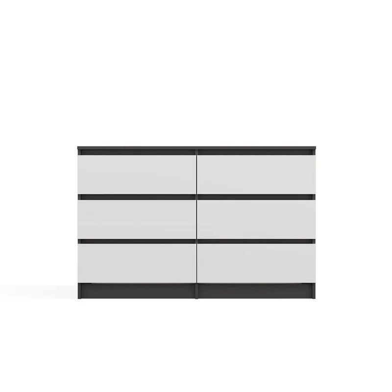 CDF Kommode Malwa M6 120| Farbe: Anthrazit/Weiß | Ideal für Wohnzimmer, Schlafzimmer, Kinderzimmer, Jugendzimmer und Büro | 6 geräumige Schubladen