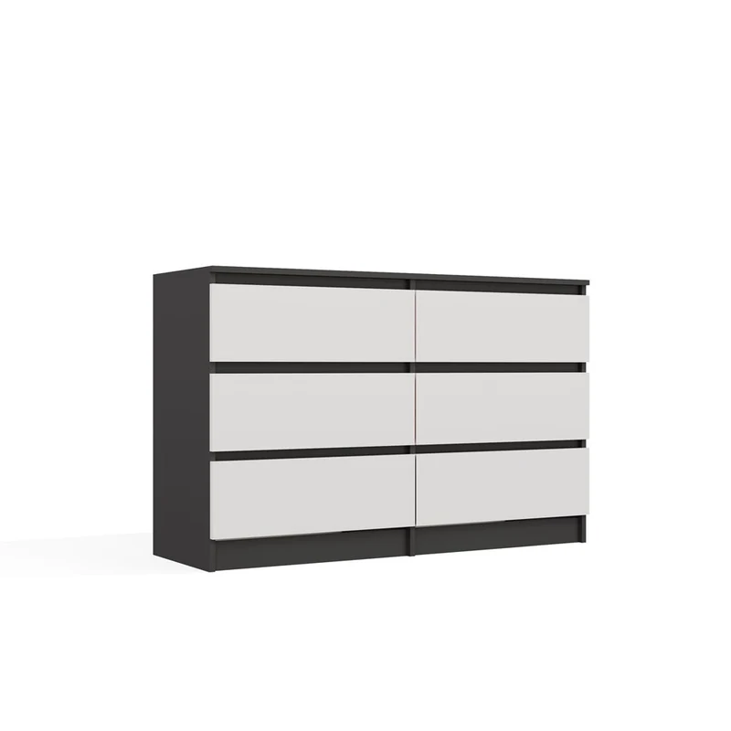 CDF Kommode Malwa M6 120| Farbe: Anthrazit/Weiß | Ideal für Wohnzimmer, Schlafzimmer, Kinderzimmer, Jugendzimmer und Büro | 6 geräumige Schubladen