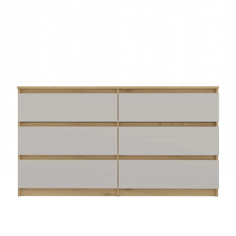 CDF Kommode Malwa M6 140 | Farbe: Eiche Artisan/Kaschmir | Schrank für Dokumente, Kleinigkeiten |6 geräumige Schubladen