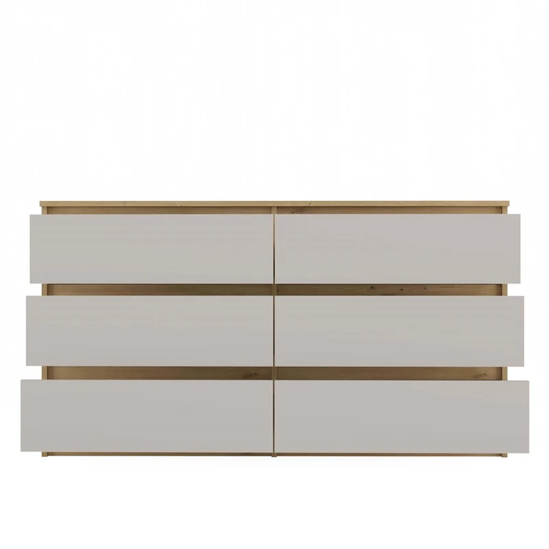 CDF Kommode Malwa M6 140 | Farbe: Eiche Artisan/Kaschmir | Schrank für Dokumente, Kleinigkeiten |6 geräumige Schubladen