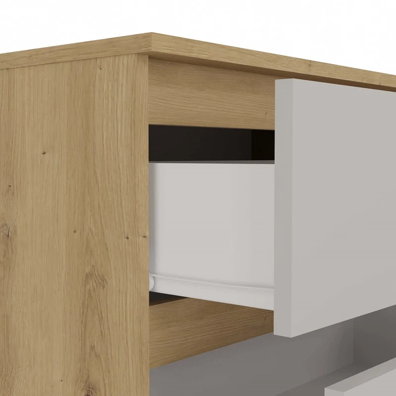 CDF Kommode Malwa M6 120 | Farbe: Eiche Artisan/Kaschmir | Schrank für Dokumente, Kleinigkeiten | 6 geräumige Schubladen