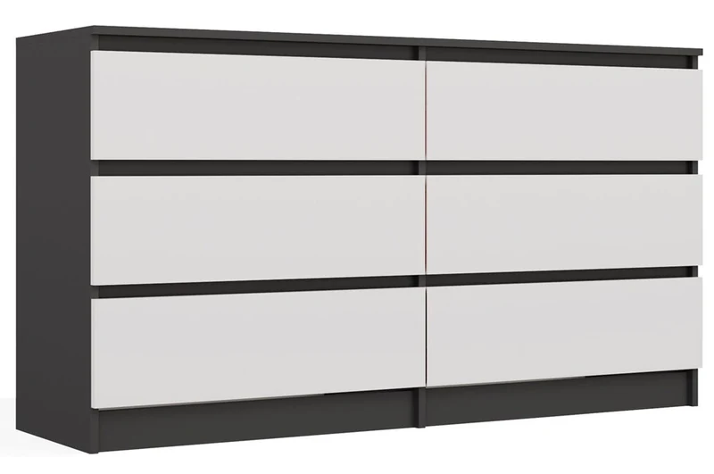 CDF Kommode Malwa M6 140 | Farbe: Anthrazit/Weiß | Ideal für Wohnzimmer, Schlafzimmer, Kinderzimmer, Jugendzimmer und Büro | 6 geräumige Schubladen