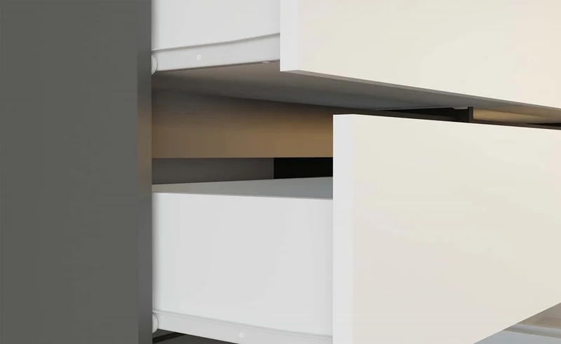CDF Kommode Malwa M6 140 | Farbe: Anthrazit/Weiß | Ideal für Wohnzimmer, Schlafzimmer, Kinderzimmer, Jugendzimmer und Büro | 6 geräumige Schubladen