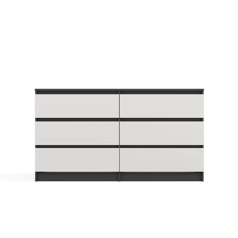 CDF Kommode Malwa M6 140 | Farbe: Anthrazit/Weiß | Ideal für Wohnzimmer, Schlafzimmer, Kinderzimmer, Jugendzimmer und Büro | 6 geräumige Schubladen