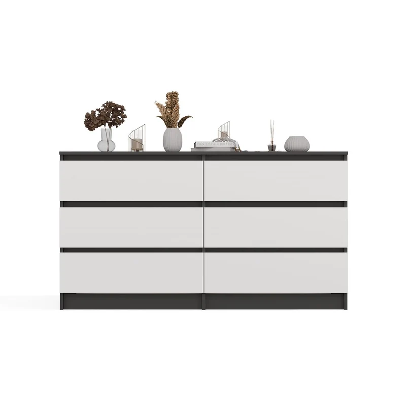 CDF Kommode Malwa M6 140 | Farbe: Anthrazit/Weiß | Ideal für Wohnzimmer, Schlafzimmer, Kinderzimmer, Jugendzimmer und Büro | 6 geräumige Schubladen