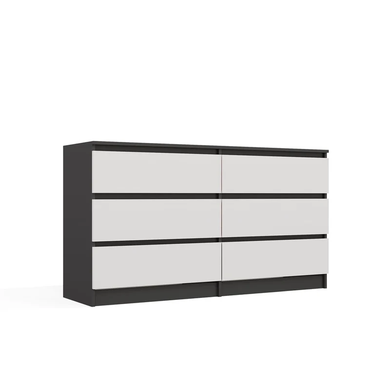 CDF Kommode Malwa M6 140 | Farbe: Anthrazit/Weiß | Ideal für Wohnzimmer, Schlafzimmer, Kinderzimmer, Jugendzimmer und Büro | 6 geräumige Schubladen