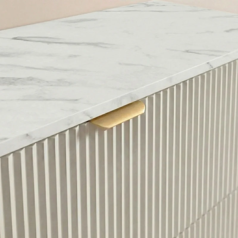 Badmöbel-Set: 100 cm Schrank mit Wäschekorb und Bad Hochschrank Willy - Kaschmir, Marmor-Platte