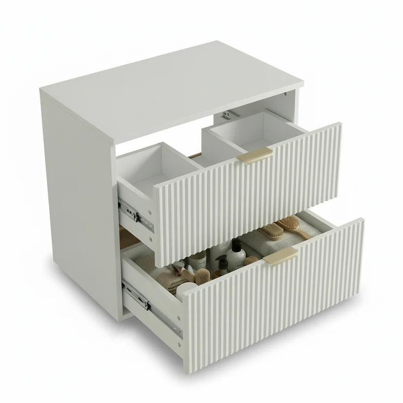 Badmöbel-Set: 80 cm Schrank mit Aufsatzwaschbecken Willy - Weiß