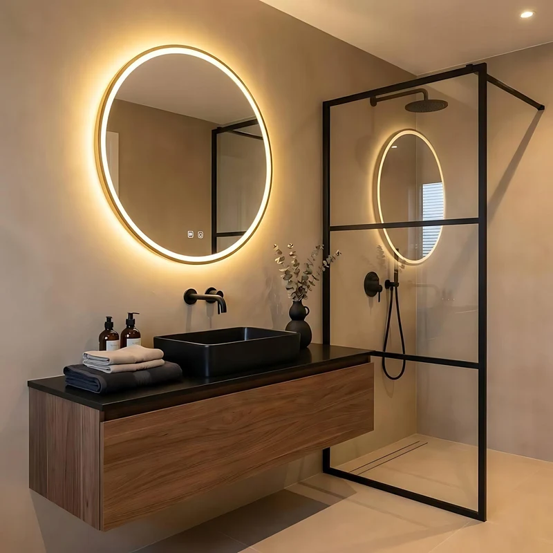 LED-Wandspiegel MMJ gebürstetes Gold - 60 cm