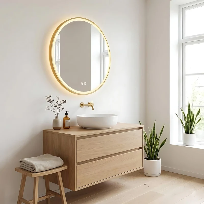 LED-Wandspiegel MMJ gebürstetes Gold - 60 cm