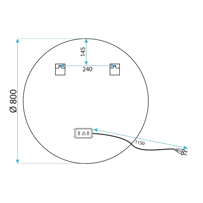 LED-Wandspiegel MMJ 80 cm - Schwarz