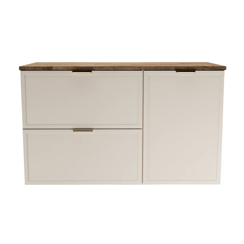 Waschtischunterschrank 100 cm mit Wäschekorb Roma - Kaschmir/Walnuss Dunkel