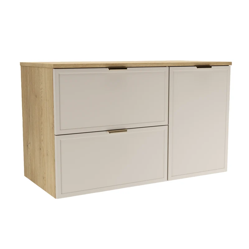 Waschtischunterschrank 100 cm mit Wäschekorb Roma - Kaschmir/Eiche Cremona