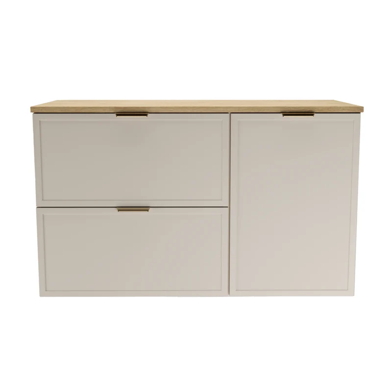 Waschtischunterschrank 100 cm mit Wäschekorb Roma - Kaschmir/Eiche Cremona
