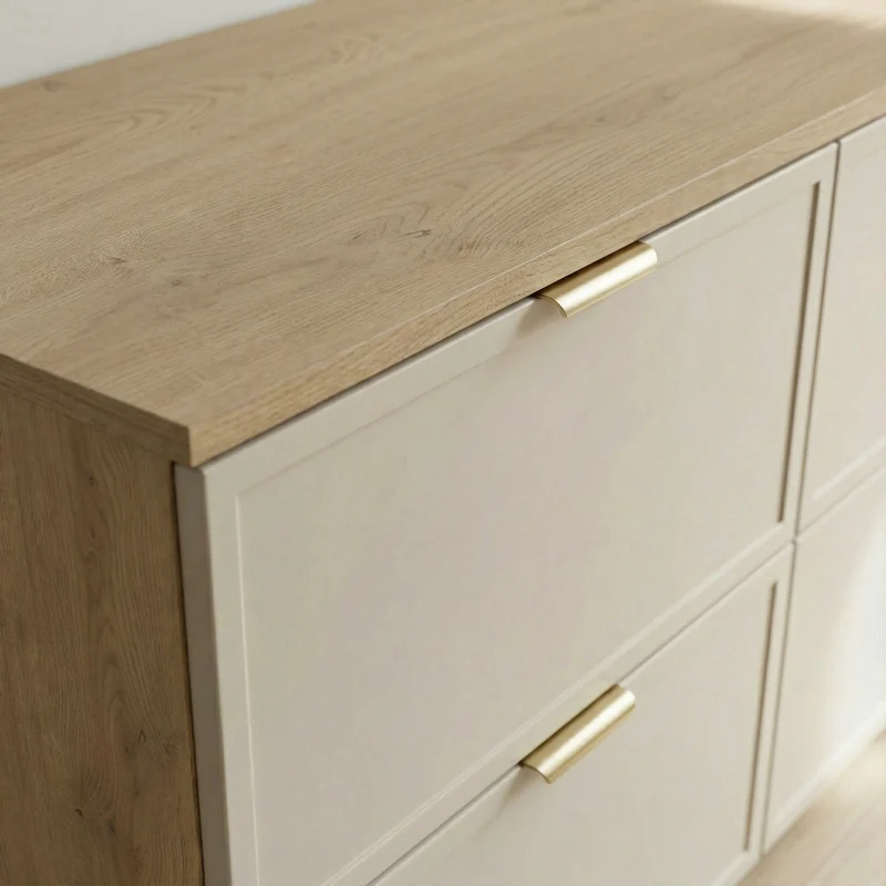 Waschtischunterschrank 100 cm mit Wäschekorb Roma - Kaschmir/Eiche Cremona