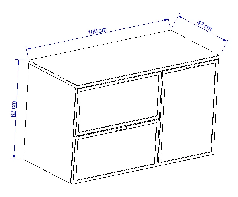 Waschtischunterschrank 100 cm mit Wäschekorb Roma - Kaschmir/Eiche Cremona