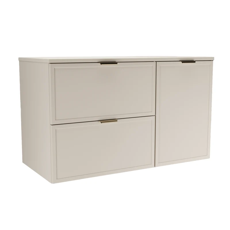 Waschtischunterschrank 100 cm mit Wäschekorb Roma - Kaschmir
