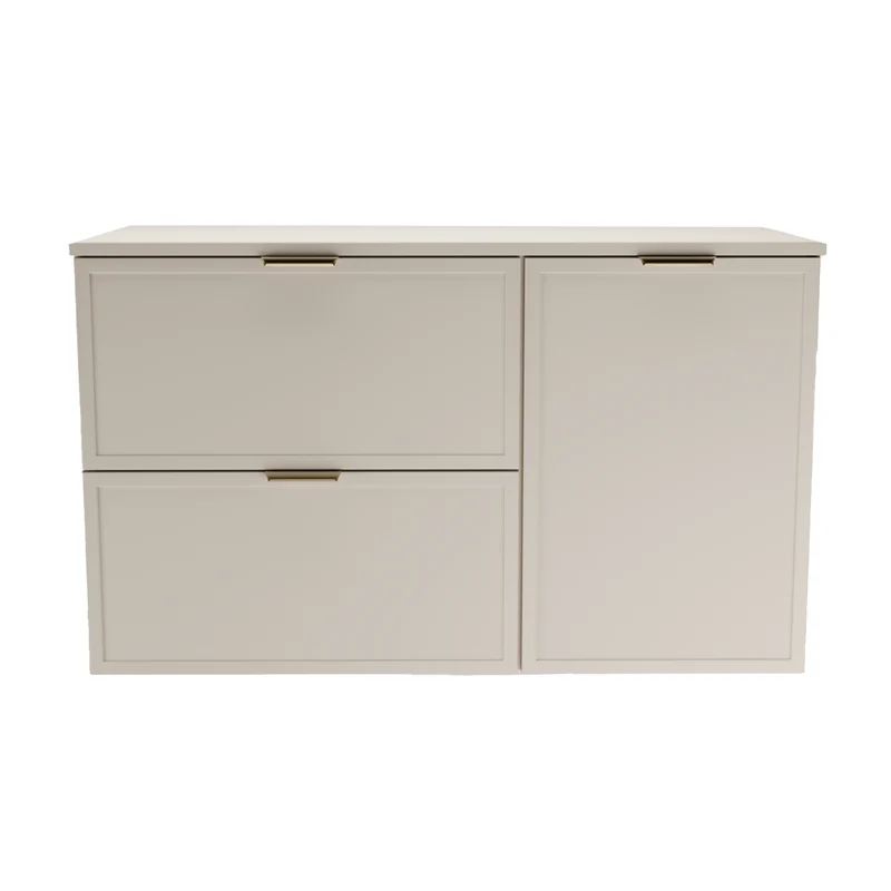 Waschtischunterschrank 100 cm mit Wäschekorb Roma - Kaschmir
