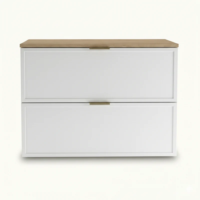 Waschtischunterschrank mit 2 Schubladen 80 cm Roma - Weiß/Eiche Cremona