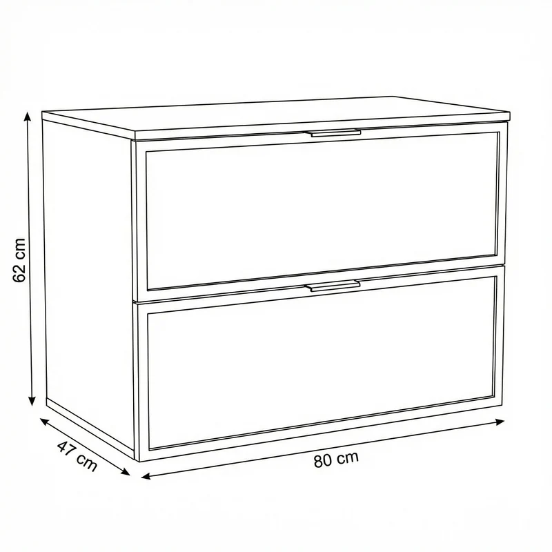 Waschtischunterschrank mit 2 Schubladen 80 cm Roma - Weiß/Eiche Cremona