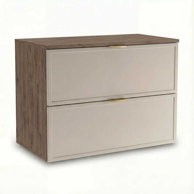 Waschtischunterschrank mit 2 Schubladen 80 cm Roma - Kaschmir/Walnuss Dunkel