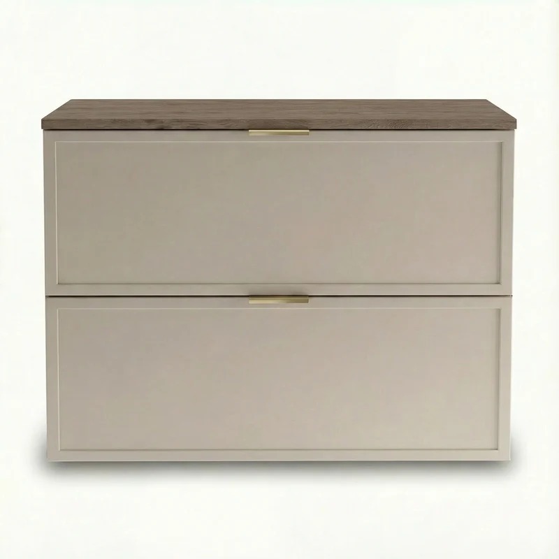 Waschtischunterschrank mit 2 Schubladen 80 cm Roma - Kaschmir/Walnuss Dunkel