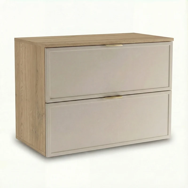 Waschtischunterschrank mit 2 Schubladen 80 cm Roma - Kaschmir/Eiche Cremona