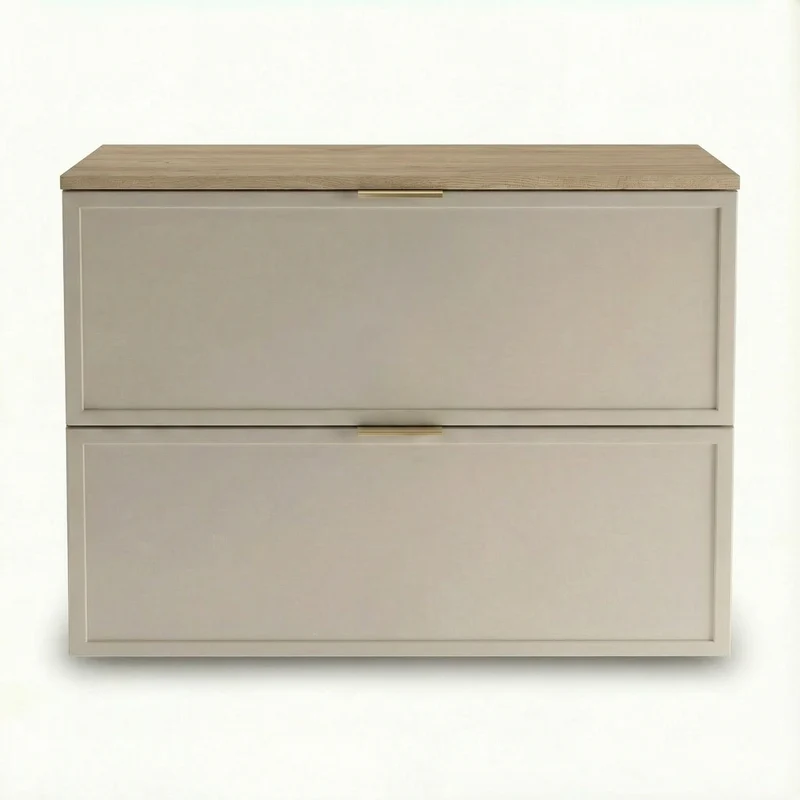 Waschtischunterschrank mit 2 Schubladen 80 cm Roma - Kaschmir/Eiche Cremona