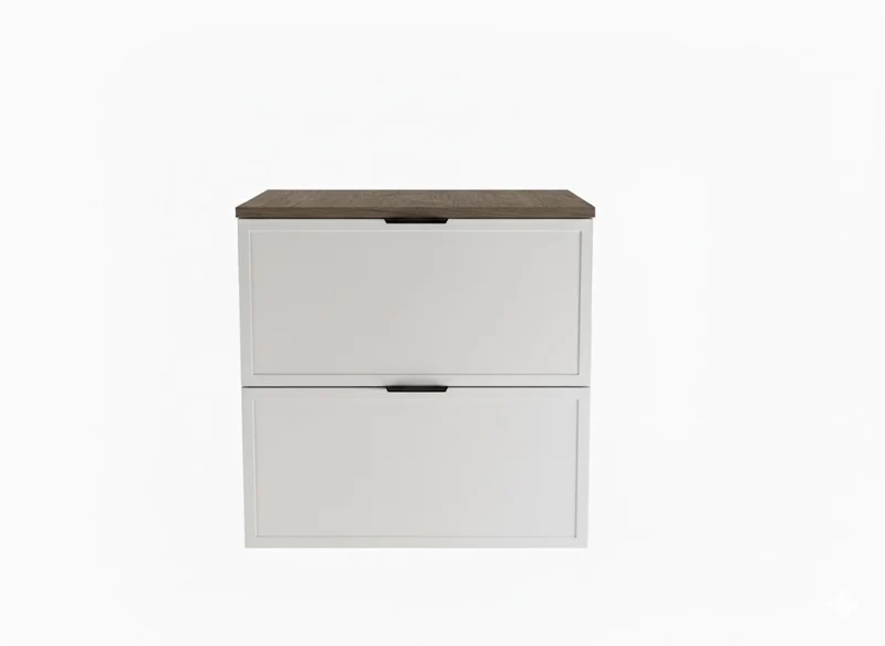 Waschtischunterschrank mit 2 Schubladen 60 cm Roma - Weiß/Walnuss Dunkel