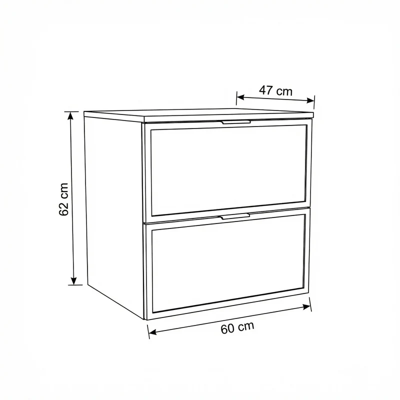 Waschtischunterschrank mit 2 Schubladen 60 cm Roma - Weiß/Walnuss Dunkel