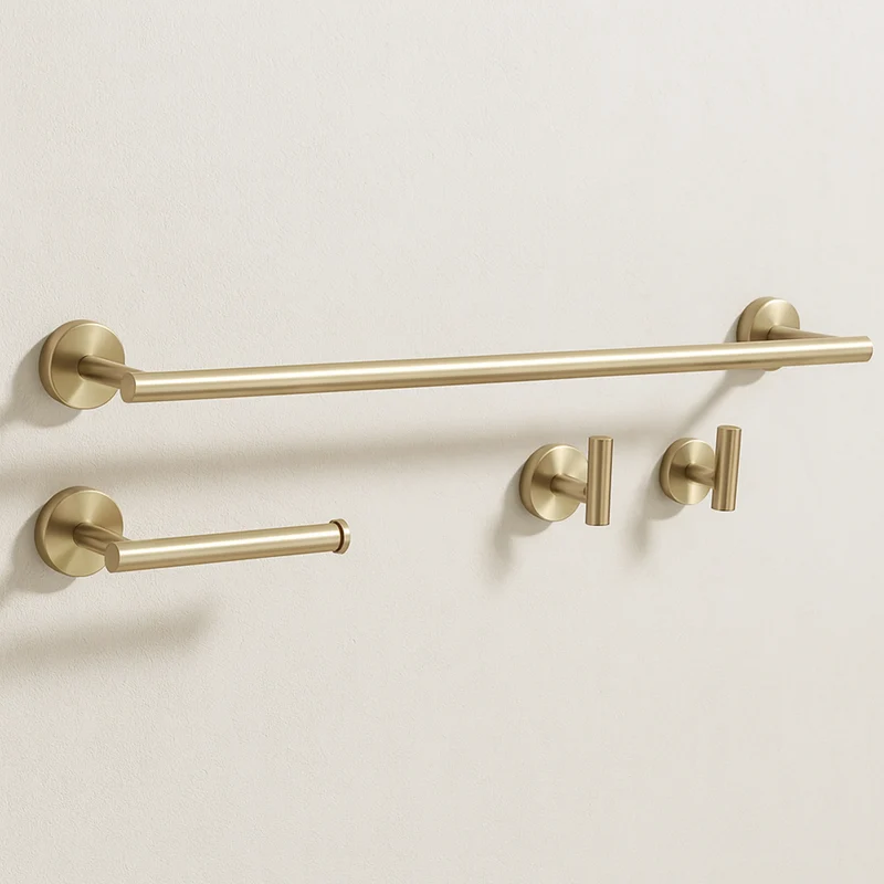 Badezimmer-Haken-Set Ari - gebürstetes Gold