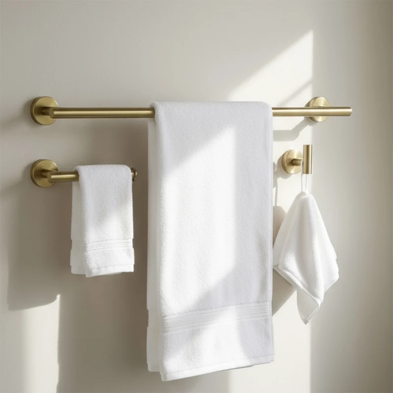 Badezimmer-Haken-Set Ari - gebürstetes Gold