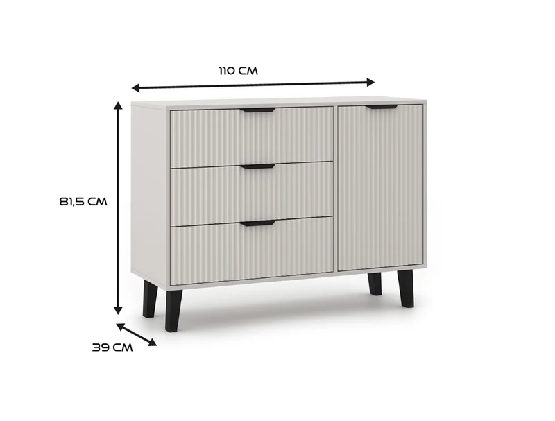 Scandi 1D3S SLIM CASHMIR BEige Kommode