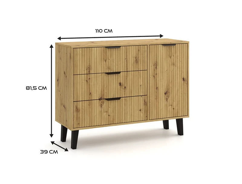 Scandi 1D3S SLIM Kommode Eiche ARTISAN