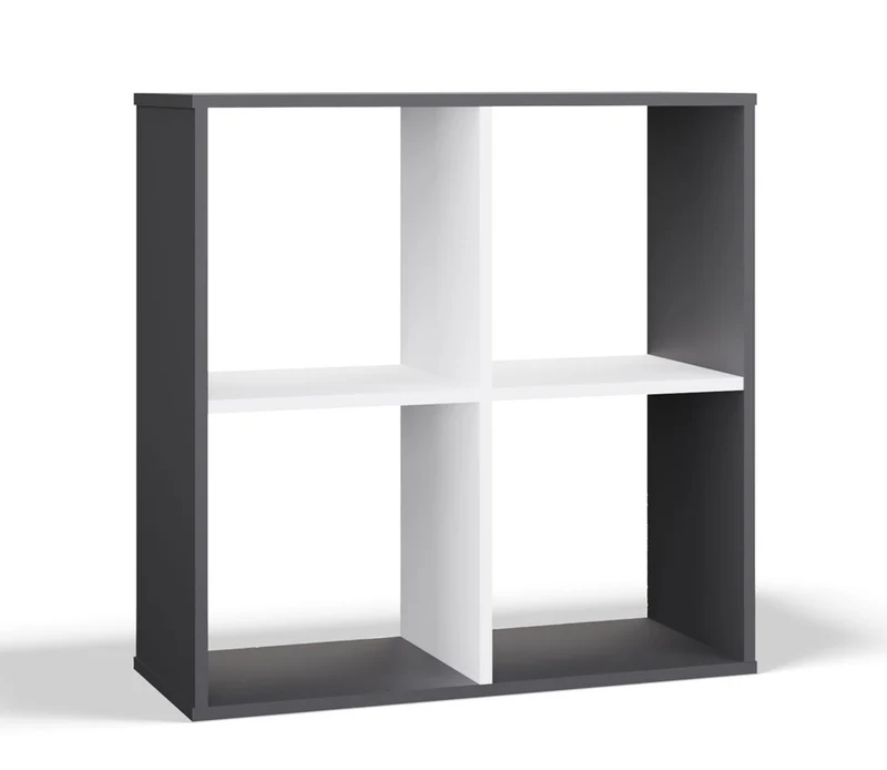 REGALE MALAX 2X2 | 4 FÄCHER ANTHRAZIT/WEISS | 74X75X30 CM | WOHNZIMMER